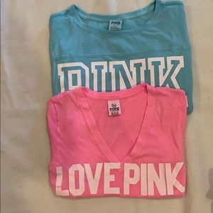 🎀2 PINK Victoria’s Secret Tee’s🎀